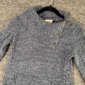 Style &‎ Co Womens XS Blue Knit Sweater Button Collar Pullover Cozy Casual